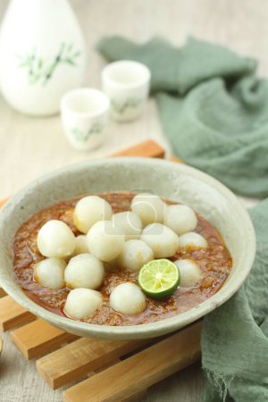Photo for Korean food rice cake, green radish and soybean cake - Royalty Free Image