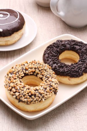 Photo for Chocolate donut with coffee - Royalty Free Image