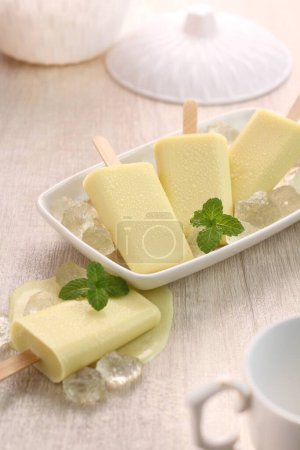 Photo for Ice cream with mint and cinnamon - Royalty Free Image