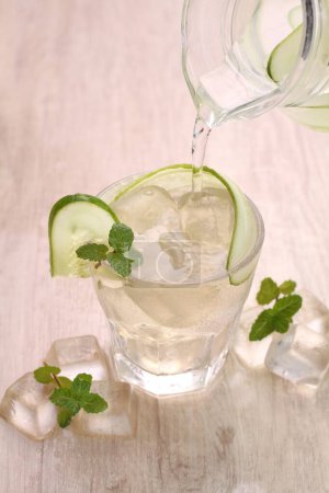 Photo for Glass of water with lemon and mint - Royalty Free Image