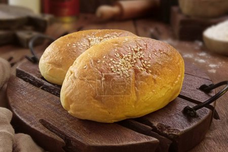 Photo for Homemade fresh bread with sesame seeds - Royalty Free Image