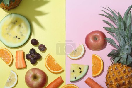 Photo for Fresh fruits on a pink background - Royalty Free Image