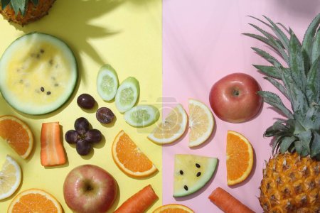 Photo for Collage of different fresh fruits and vegetables - Royalty Free Image