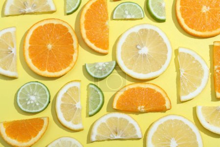 Photo for Citrus fruits slices. citrus fruits, lime and orange slices on white background. - Royalty Free Image