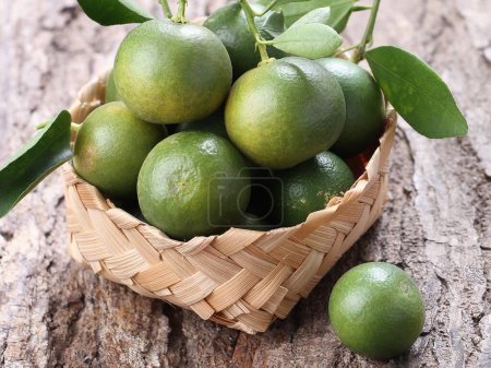 Photo for Green fresh longan on wooden background - Royalty Free Image