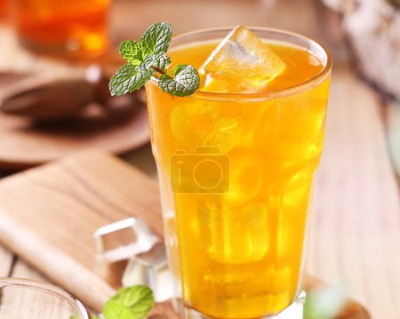 Photo for Iced tea with lemon and orange juice - Royalty Free Image