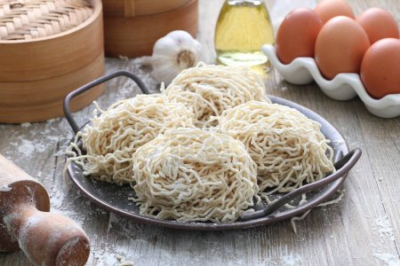 Photo for Noodles with egg noodles and vegetables - Royalty Free Image