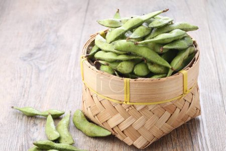 Photo for Green bean in wood bowl - Royalty Free Image
