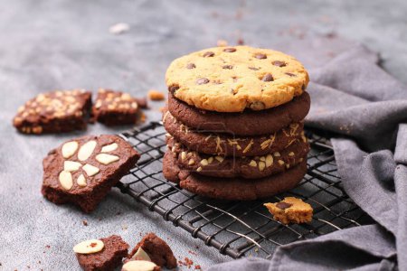 Photo for A stack of cookies on a cooling rack - Royalty Free Image
