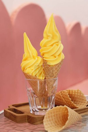 Photo for A glass with three cones of ice cream - Royalty Free Image