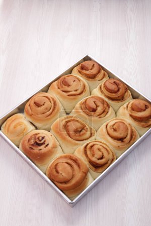 Photo for Tray with cinnamon roll - Royalty Free Image