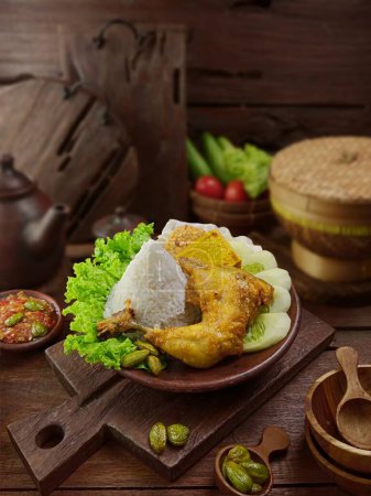 Photo for Fried rice, chicken fried with vegetables - Royalty Free Image