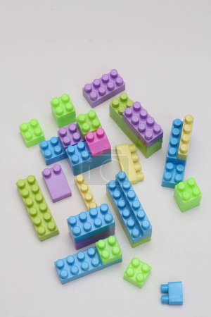 Photo for Colorful toy bricks on white background - Royalty Free Image