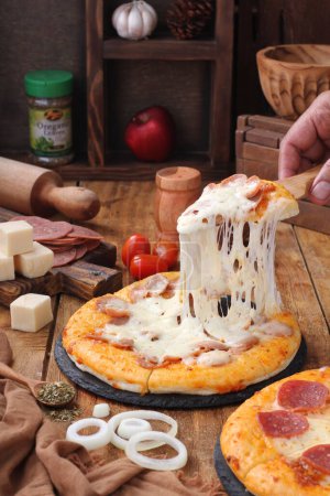 Photo for Pizza with cheese and mushrooms - Royalty Free Image