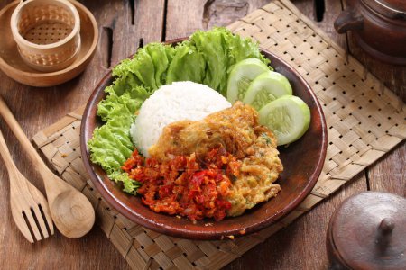 Photo for Rice with fried rice, traditional indonesian food - Royalty Free Image