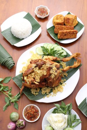 Photo for Fried rice with crispy pork with sticky rice, thai food - Royalty Free Image