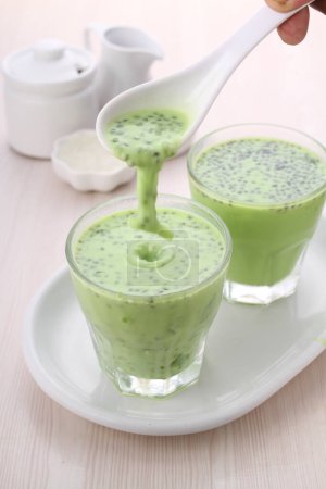 Photo for Green matcha latte with coconut milk - Royalty Free Image