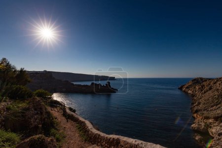 Sunset over the sea, landscape of the beautiful Spanish island of Menorca, outdoor shot