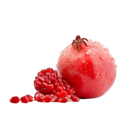 Photo for Ripe pomegranate fruits on the white background - Royalty Free Image