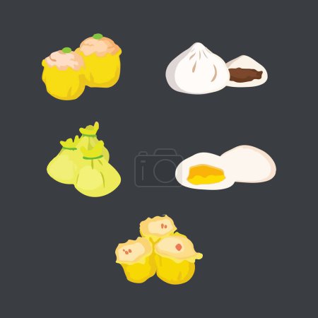 Illustration for Set of homemade dumplings.Hand drawn watercolor vector illustration - Royalty Free Image
