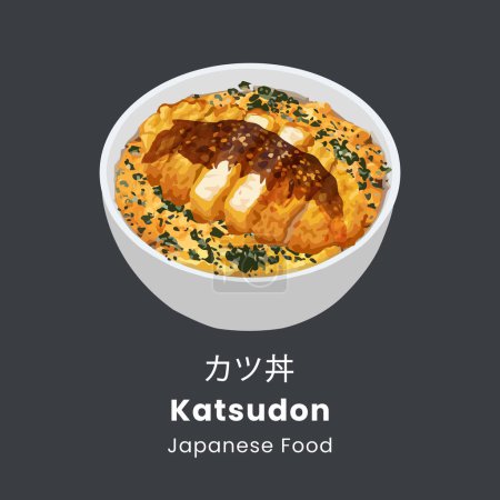 Téléchargez les illustrations : Katsu Don. Style alimentaire japonais. Illustration vectorielle - en licence libre de droit