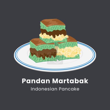 Illustration for Vector illustration of pandan sweet martabak indonesian food - Royalty Free Image