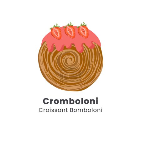 Ilustración de Ilustración vectorial de rollos de Nueva York croissant o cromboloni con cobertura de fresas - Imagen libre de derechos