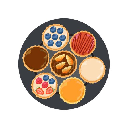 Téléchargez les illustrations : Illustration vectorielle dessinée à la main du gâteau pia aux fruits ou du gâteau traditionnel indonésien kue pia buah - en licence libre de droit