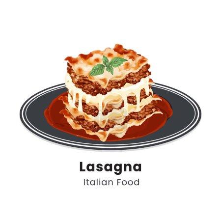 Hand drawn vector illustration of lasagna italian food