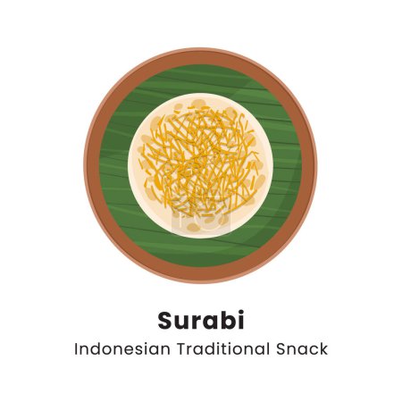 Surabi is indonesian pancake street food made from rice flour with coconut milk serving with cheese topping vector illustration