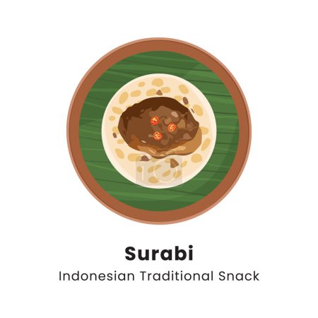 Surabi is indonesian pancake street food made from rice flour with coconut milk serving with oncom topping vector illustration