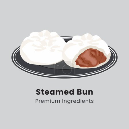 Hand drawn vector illustration of steamed bun chinese food