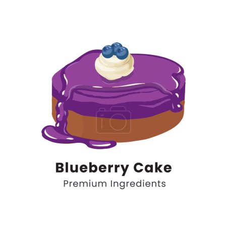 Hand drawn vector illustration of blueberry cake