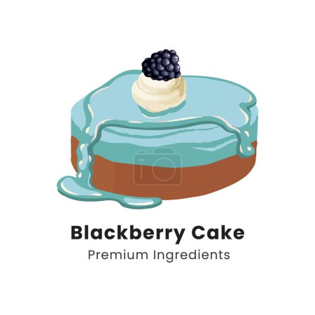 Hand drawn vector illustration of blackberry cake