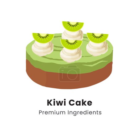Hand drawn vector illustration of kiwi cake
