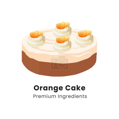 Hand drawn vector illustration of orange cake