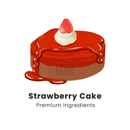 Hand drawn vector illustration of strawberry cake
