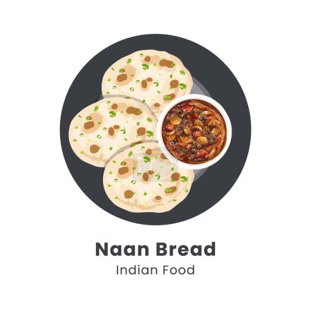 Handgezeichnete Vektorillustration des Naan-Brotes
