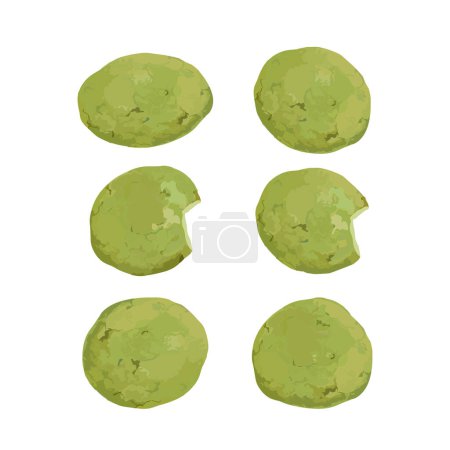 Hand drawn vector illustration of green tea or matcha cookies