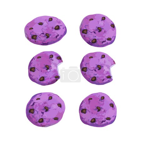 Hand drawn vector illustration of taro cookies with chocolate chips on it