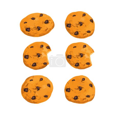 Hand drawn vector illustration of pumpkin cookies with chocolate chips on it