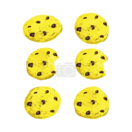 Hand drawn vector illustration of lemon cookies with chocolate chips on it