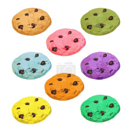 Hand drawn vector illustration of cookies with chocolate chips on it