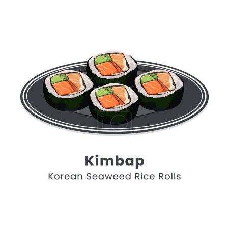 Handgezeichnete Vektorillustration von Kimbap oder koreanischen Algenreis-Brötchen