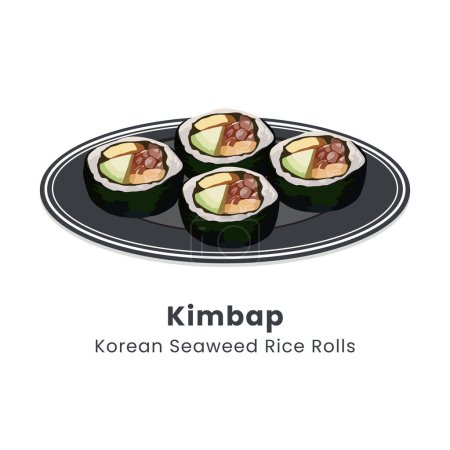 Handgezeichnete Vektorillustration von Kimbap oder koreanischen Algenreis-Brötchen