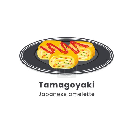 Handgezeichnete Vektorillustration von Tamagoyaki oder japanischem Rollomelett