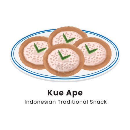 Illustration vectorielle de crêpes croustillantes traditionnelles indonésiennes Kue Ape Crêpes