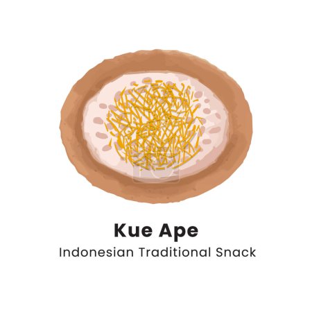 Ilustración vectorial del panqueque crispado tradicional indonesio de Kue Ape