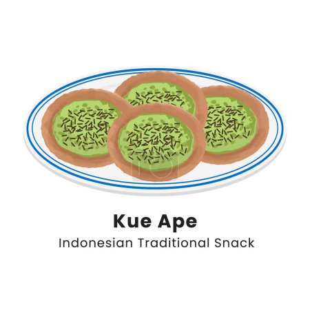 Ilustración vectorial del panqueque crispado tradicional indonesio de Kue Ape