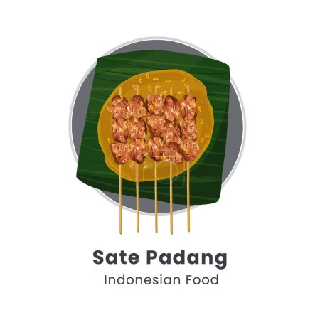 Handgezeichnete Vektorillustration des indonesischen Essens von Sate Padang